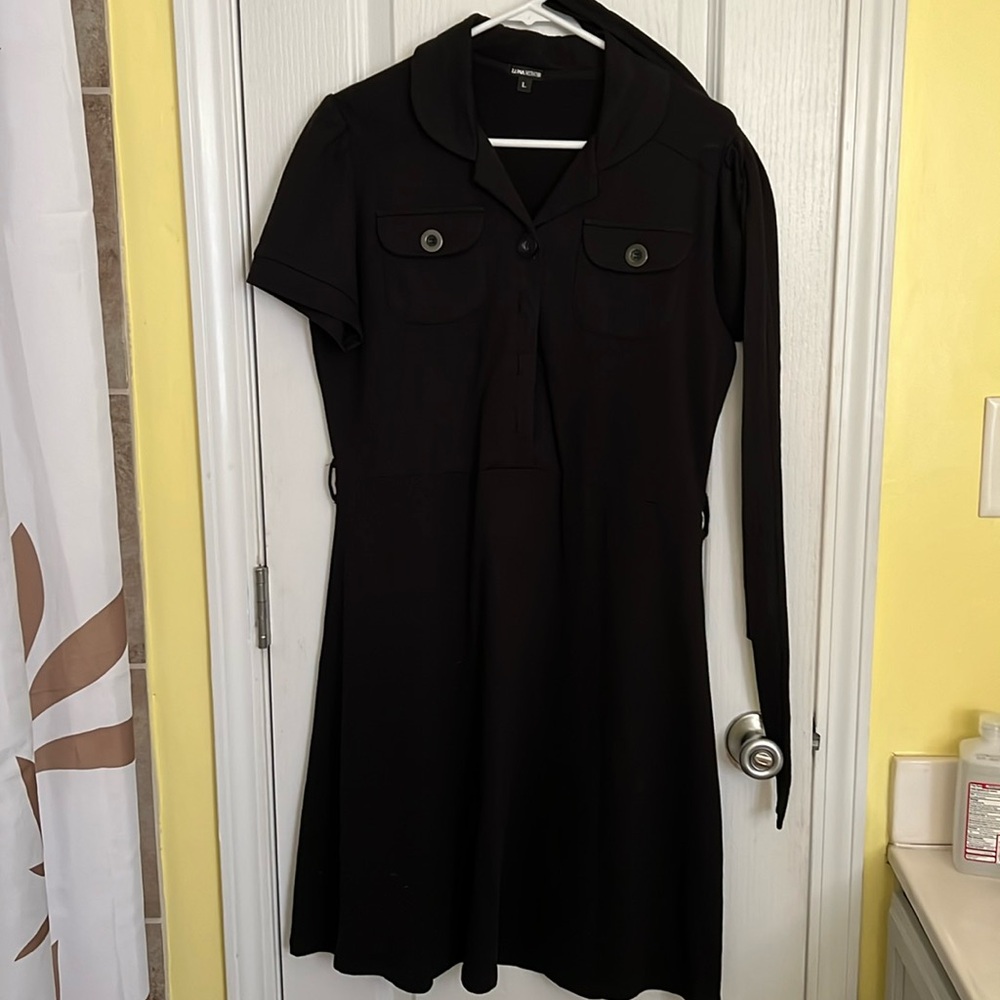 Black half button up dress size L